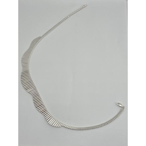 GRADUATED COLLAR NECKLACE ITALY 925 STERLING SILVER - Picture 5 of 16